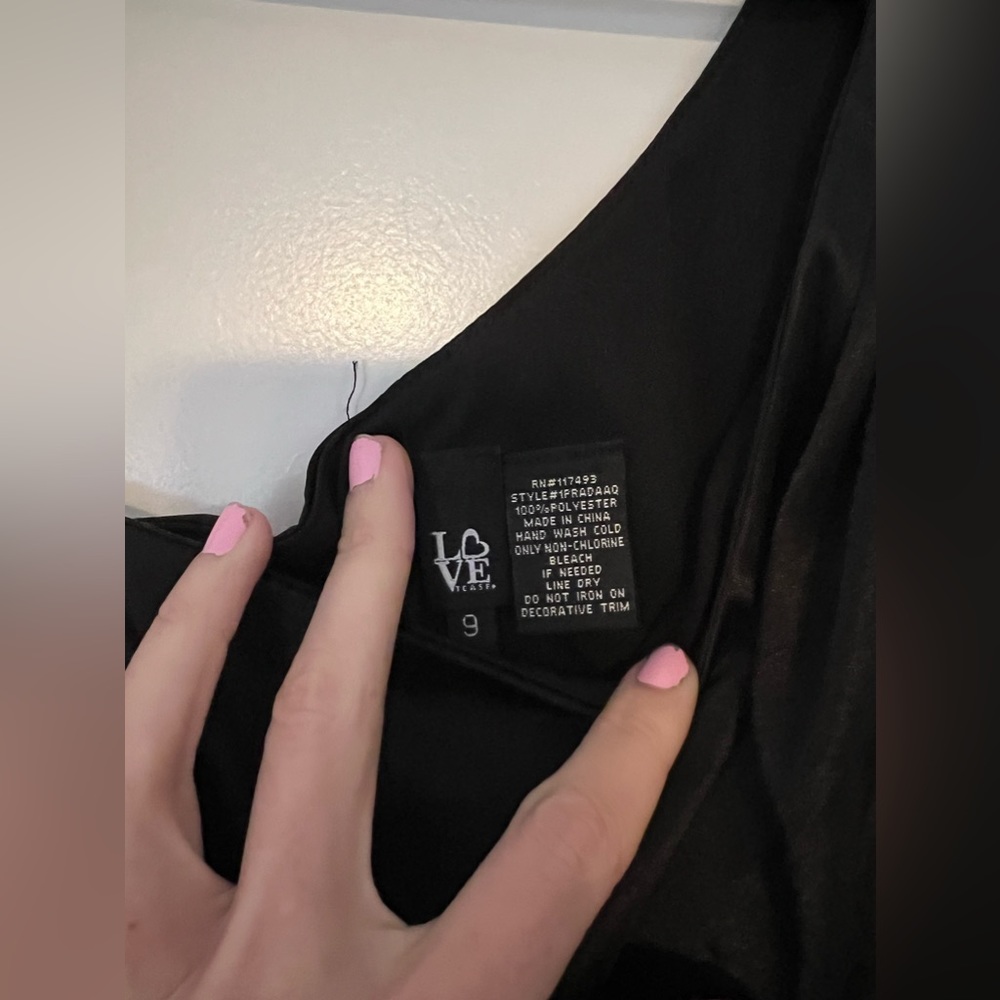 Love Tease Black One-Shoulder Beaded Ruched Cocktail Homecoming Dress Juniors 9 - Picture 7 of 11